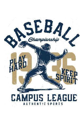 ilustración gráfica de un jugador de béisbol con texto "Baseball Championship"